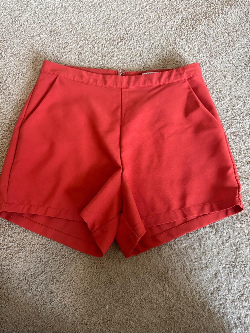 Women's Red High-Rise Tailored Shorts